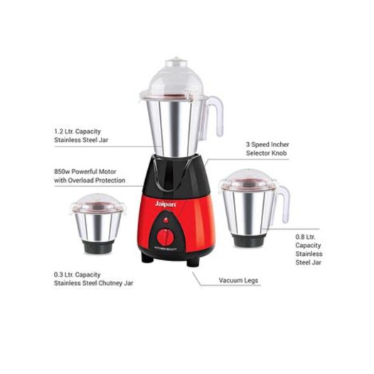 Jaipan Kitchen Beauty Mixer Grinder Red/Black - 850 Watt