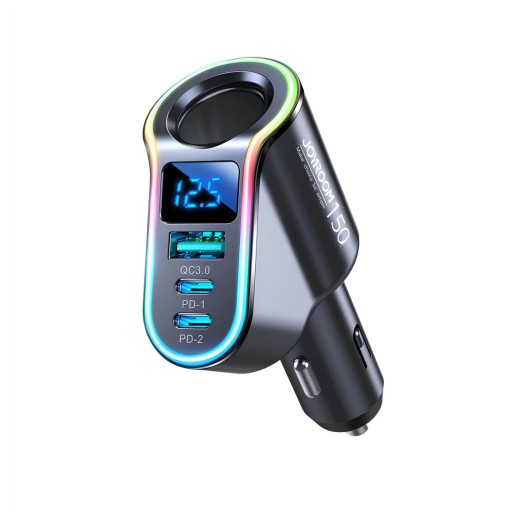 JOYROOM JR-CL21 150W 4 in 1 Cigarette Lighter Car Charger with LED Digital Display