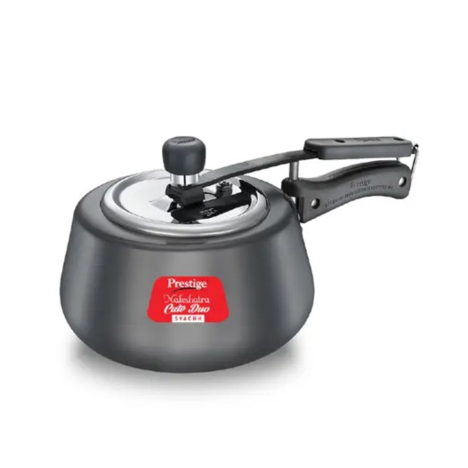 Prestige Nakshatra Cute Duo Svachh Hard Anodised Spillage Control Pressure Cooker (Black)