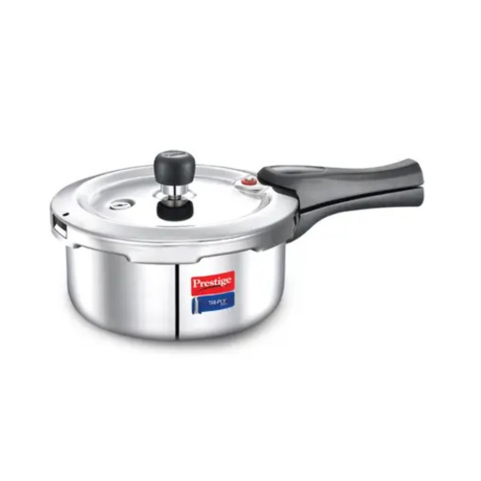 Prestige Svachh Triply Outer Lid Pressure Cooker with Unique Deep Lid for Spillage Control, Silver