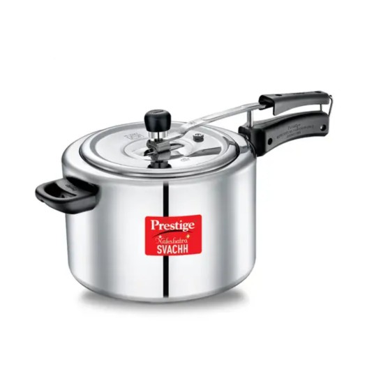 Prestige Nakshatra Plus Svachh Aluminium Inner Lid Pressure Cooker with Unique Deep Lid for Spillage Control, Silver