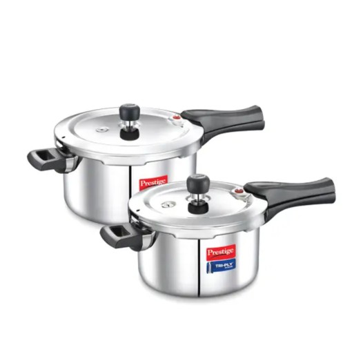 Prestige Tri-Ply Swachh Outer Lid Pressure Cooker Combi Pack