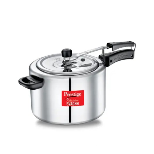 Prestige Nakshatra Svachh Aluminium Inner Lid Pressure Cooker with Unique Deep Lid for Spillage Control, Silver