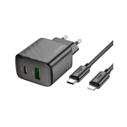 Hoco CS23A 30W Dual Port Wall Charger with Type-C to IP Cable