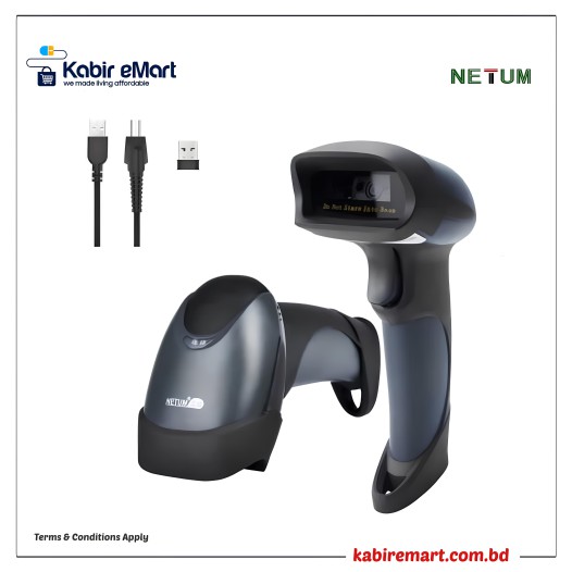 Netum M8 Wireless Barcode Scanner Laser 1D 2D QR Handheld Bar Code Scanner