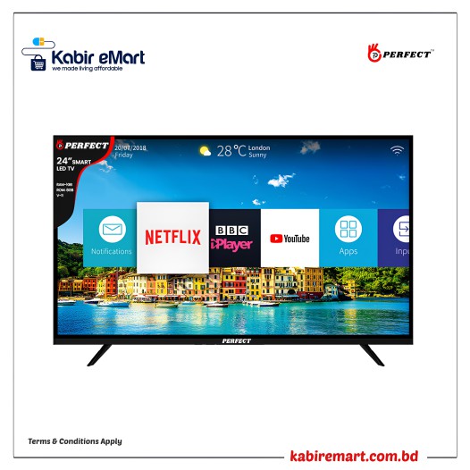 Perfect 24 Inch Smart LED TV Single Glass