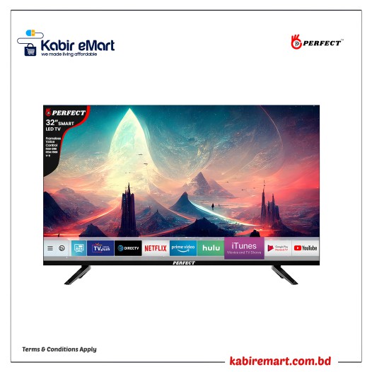 Perfect 32 INCH Smart LED TV Frameless, Voice Control