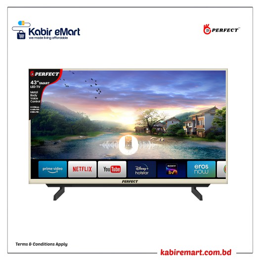 Perfect 43 INCH Smart 4K LED TV, Metal Body, Voice Control