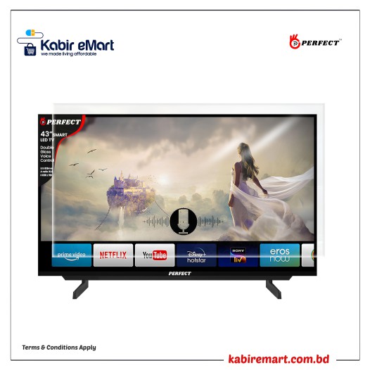 Perfect 43 INCH Smart LED TV, Eye Protective, Voice Control