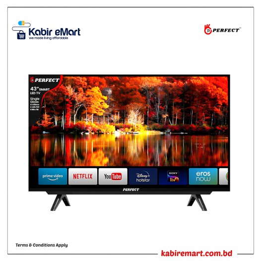 Perfect 43 INCH Smart LED TV, Single Glass