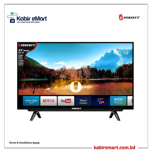 Perfect 43 INCH Smart LED TV, Single Glass, Voice Control