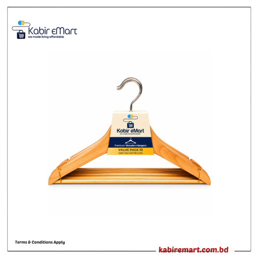 10 Pieces Premium Wooden Hangers with 360-Degree Rotatable Hook